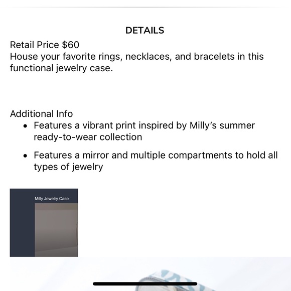 Milly Traveling Jewelry Case Blue & White Zebra Print NWT - Picture 3 of 14